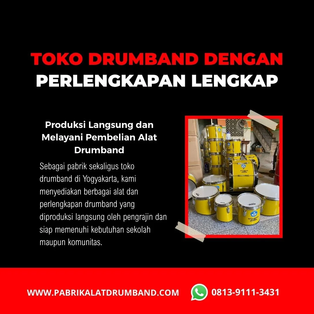 Pabrik sekaligus toko drumband dengan perlengkapan lengkap di Yogyakarta