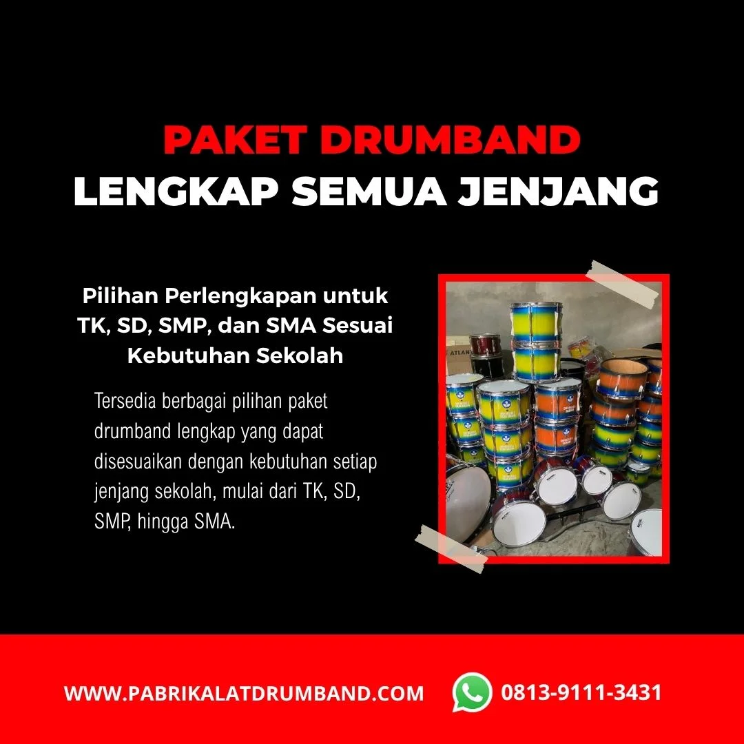 Paket drumband lengkap siap pakai untuk kebutuhan sekolah