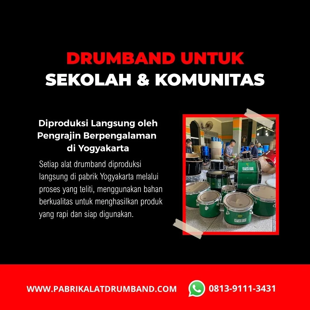 Produksi alat drumband berkualitas di pabrik Yogyakarta