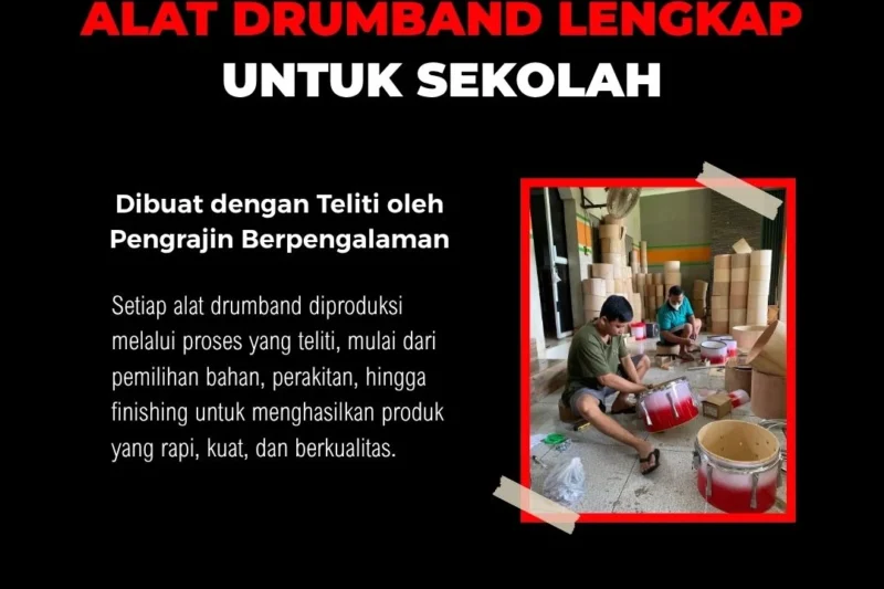 Proses produksi alat drumband sekolah berkualitas di pabrik Yogyakarta