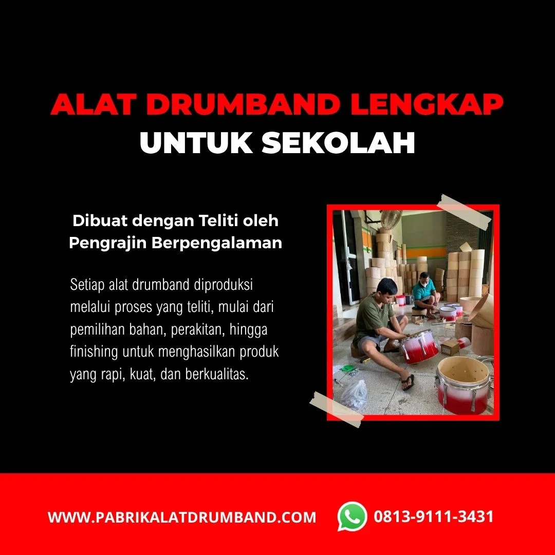 Proses produksi alat drumband sekolah berkualitas di pabrik Yogyakarta
