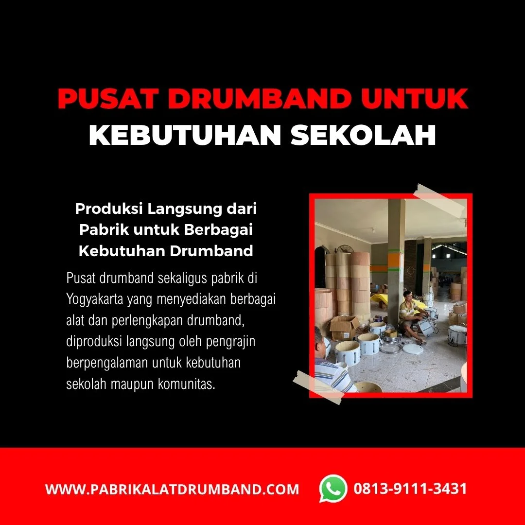 Pusat drumband dengan perlengkapan lengkap untuk kebutuhan sekolah