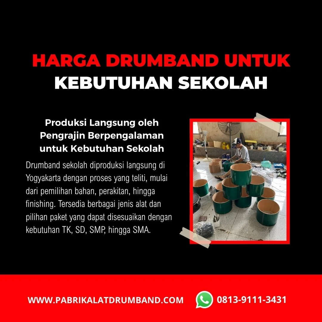 Produksi alat drumband sekolah di pabrik Yogyakarta