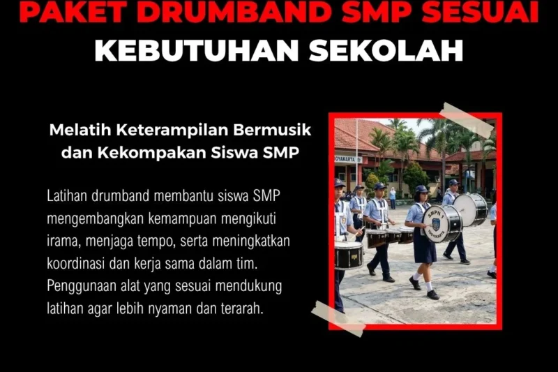 Kegiatan latihan drumband siswa SMP di sekolah