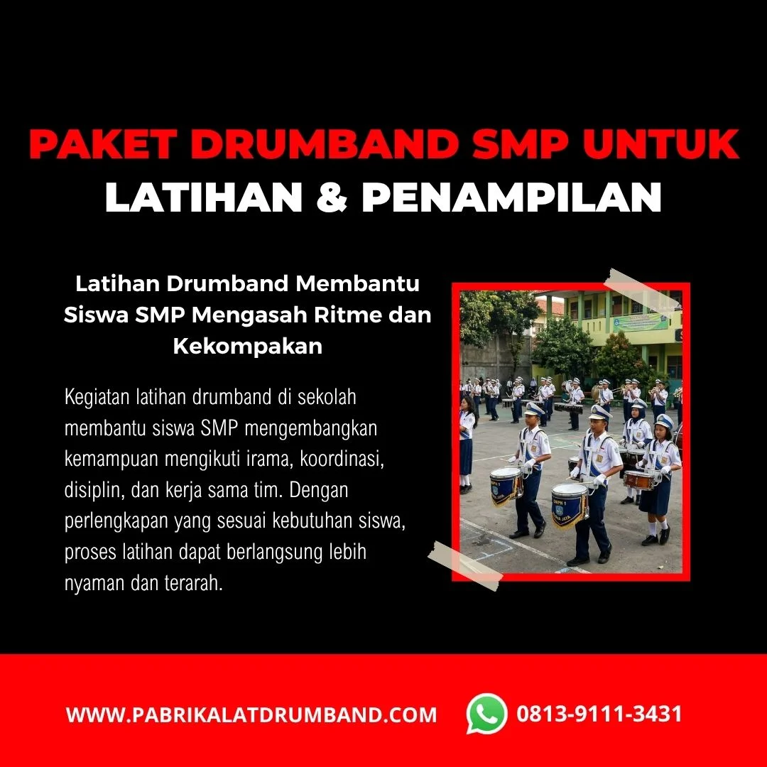 Kegiatan latihan drumband siswa SMP di sekolah