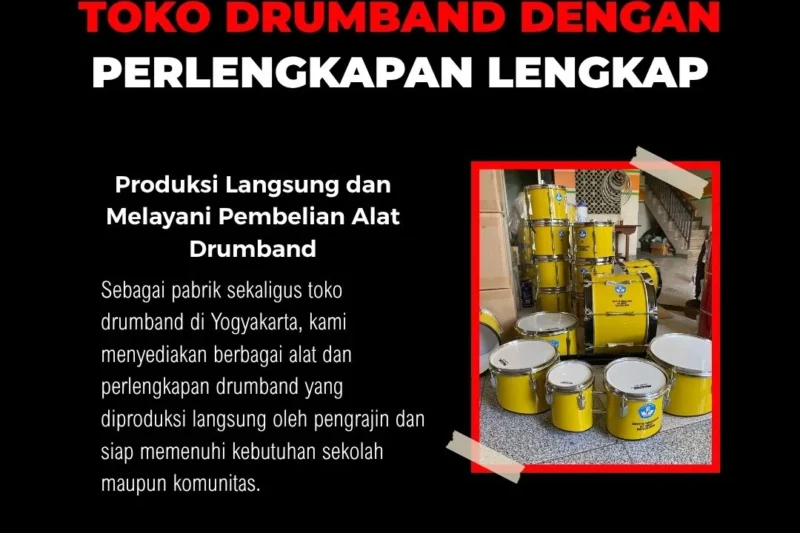 Pabrik sekaligus toko drumband dengan perlengkapan lengkap di Yogyakarta