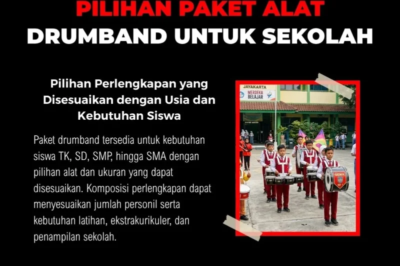 Paket drumband sekolah untuk TK SD SMP dan SMA