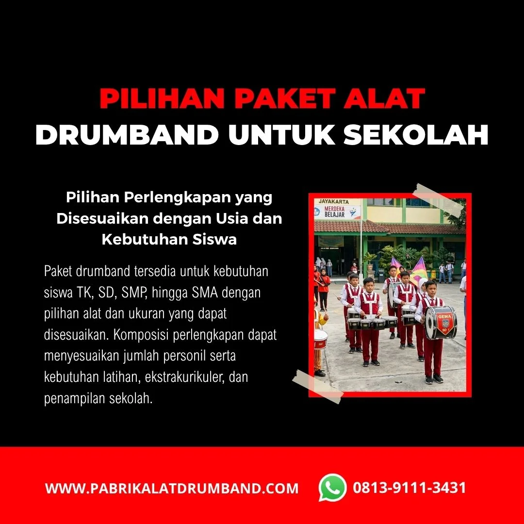 Paket drumband sekolah untuk TK SD SMP dan SMA
