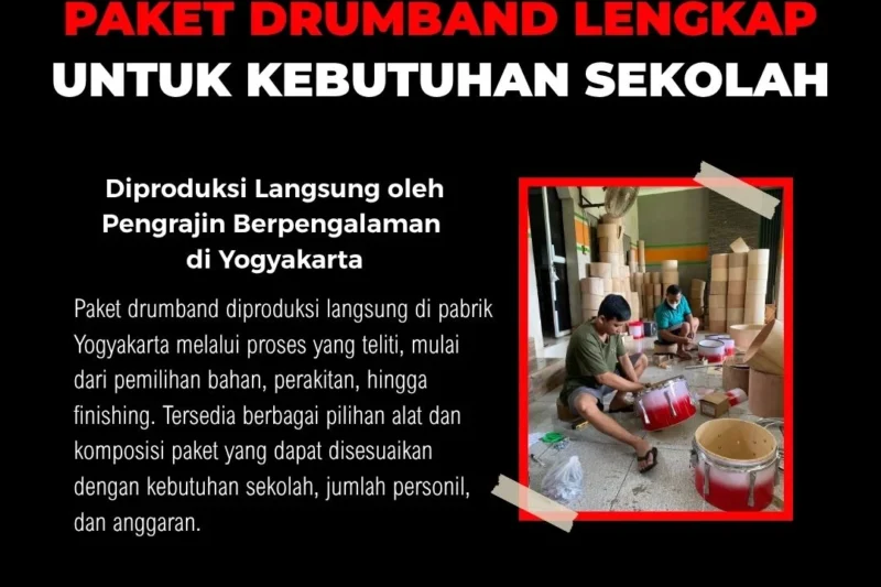 Produksi paket drumband lengkap di pabrik Yogyakarta